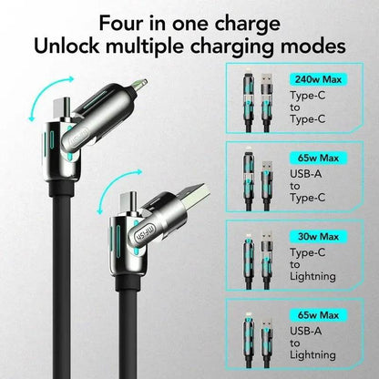 Universal 4-in-1 High-Speed 240W USB Charging Cable for iPhone and Samsung