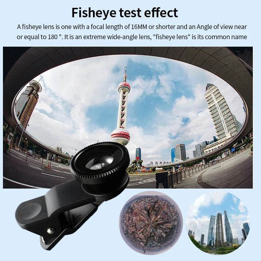 3-in-1 Smartphone Camera Lens Kit with Fisheye and Wide Angle