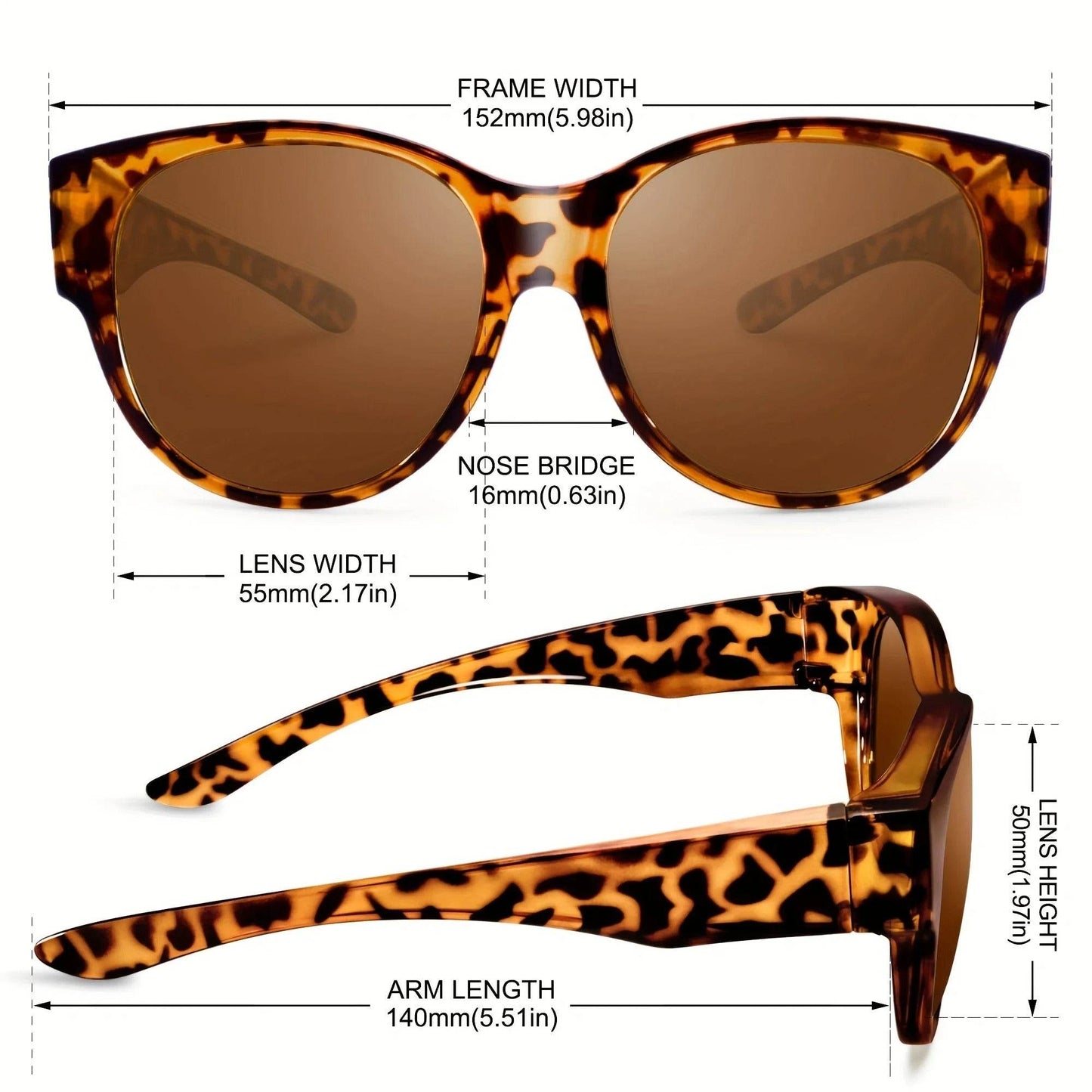 Fit Over Glasses Sunglasses for Women & Men – Oversized Cat Eye Polarized Shades, 100% UV400 Protection