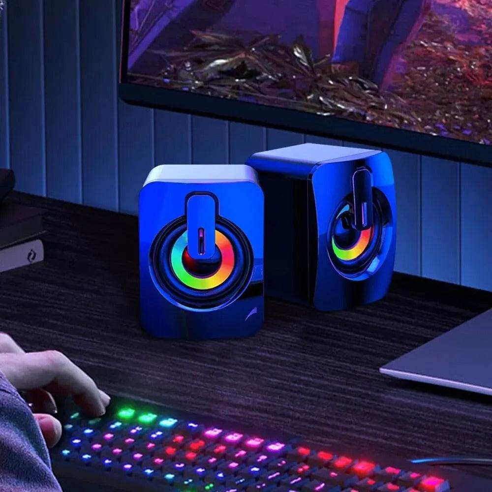 USB Wired HiFi Stereo Computer Speakers with LED Lights