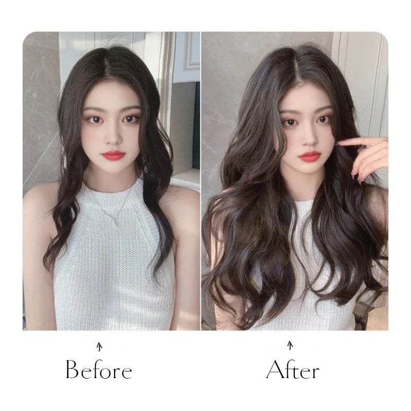 Premium Synthetic Invisible Wire Hair Extensions – Long Wavy Synthetic Hairpiece for Women, No Clips