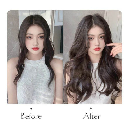 Premium Synthetic Invisible Wire Hair Extensions – Long Wavy Synthetic Hairpiece for Women, No Clips