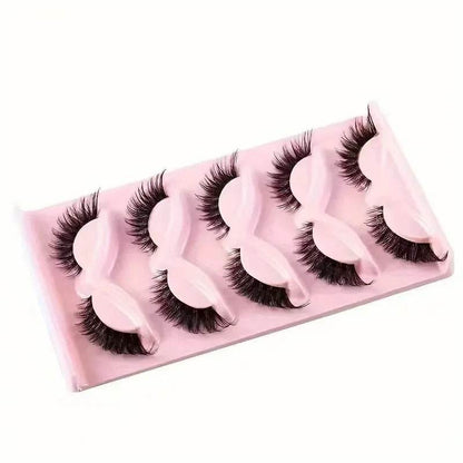 5 Pairs Cat Eye Faux Mink Lashes – Elongated, Fluffy False Eyelashes for Glam Makeup Look