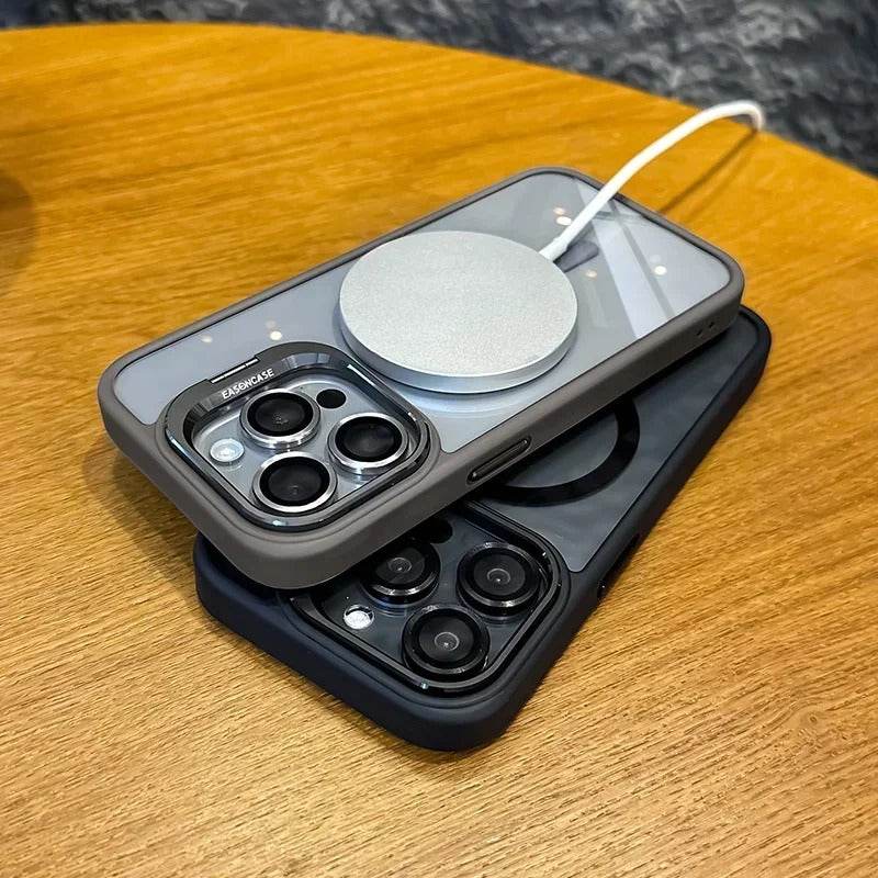 Luxury Magnetic Shockproof iPhone Case with Stand and Lens Protection