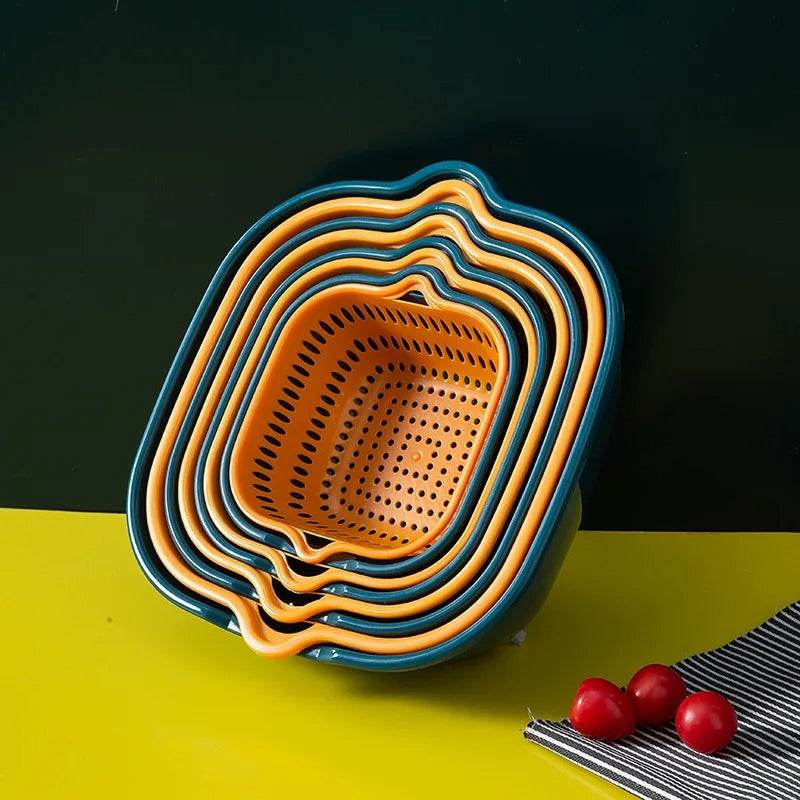 Double Layer Colander & Strainer Basket – Reusable Plastic Drain Basket for Kitchen, Fruits & Vegetables