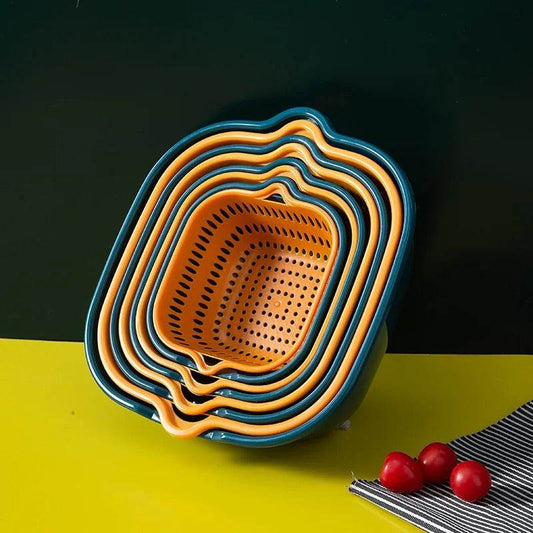 Double Layer Colander & Strainer Basket – Reusable Plastic Drain Basket for Kitchen, Fruits & Vegetables