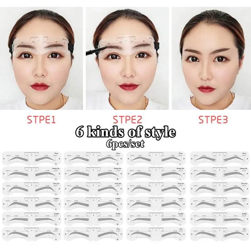 Reusable Eyebrow Stencil Kit – Brow Shaping & Styling Guide with Soft Ruler | Makeup Tool for Precise Grooming & Definition