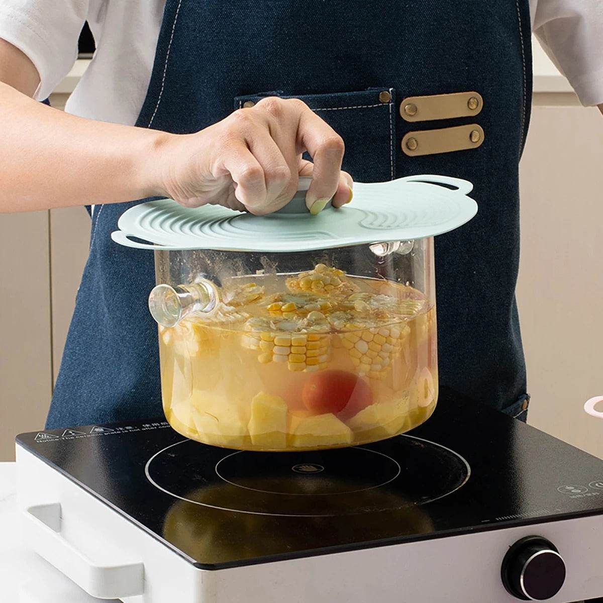 Silicone Fresh-Keeping Anti-Spill Lid – Leak-Proof, Dust-Proof, Reusable Food & Pot Cover for Kitchen Use