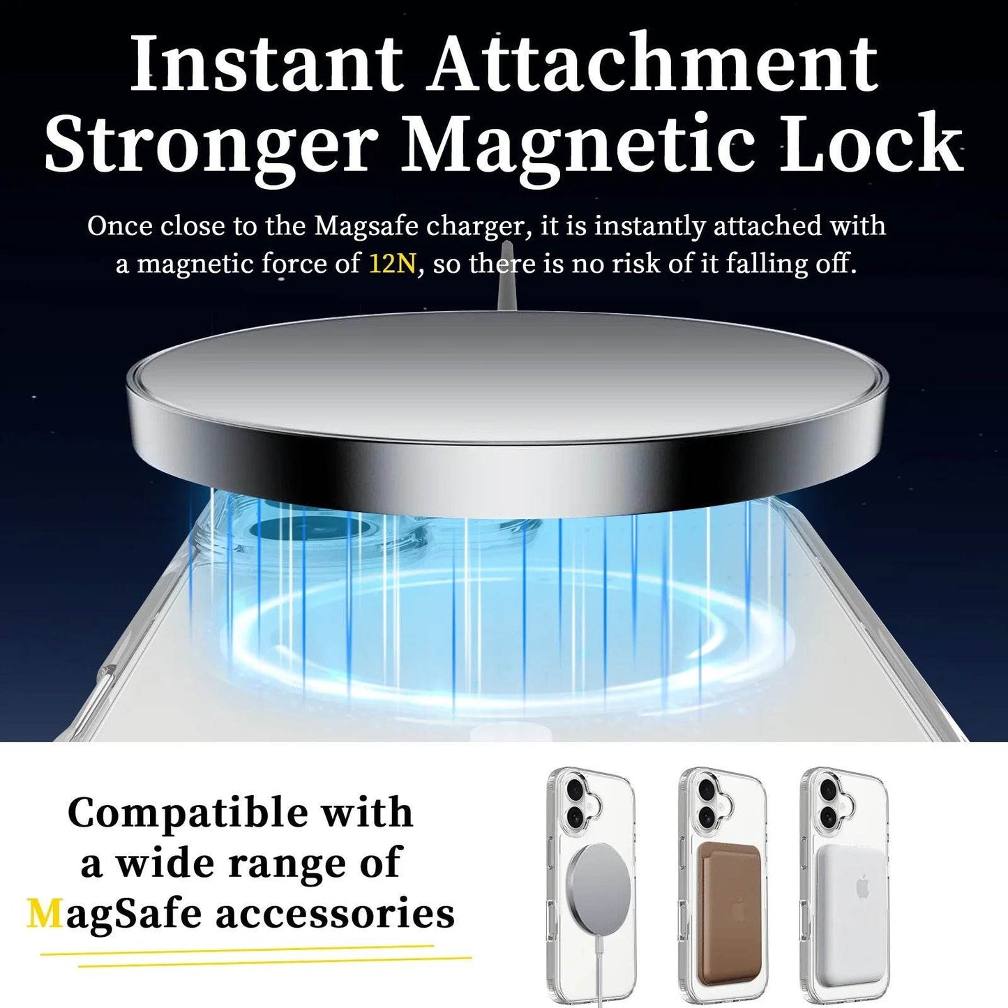 Crystal Clear Magnetic Case for iPhone 17 Air, 17 Pro, 17 Pro Max – Shockproof MagSafe Wireless Charging Cover