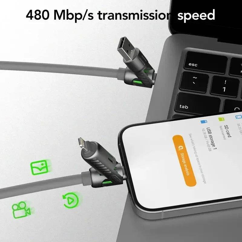 Universal 4-in-1 High-Speed 240W USB Charging Cable for iPhone and Samsung