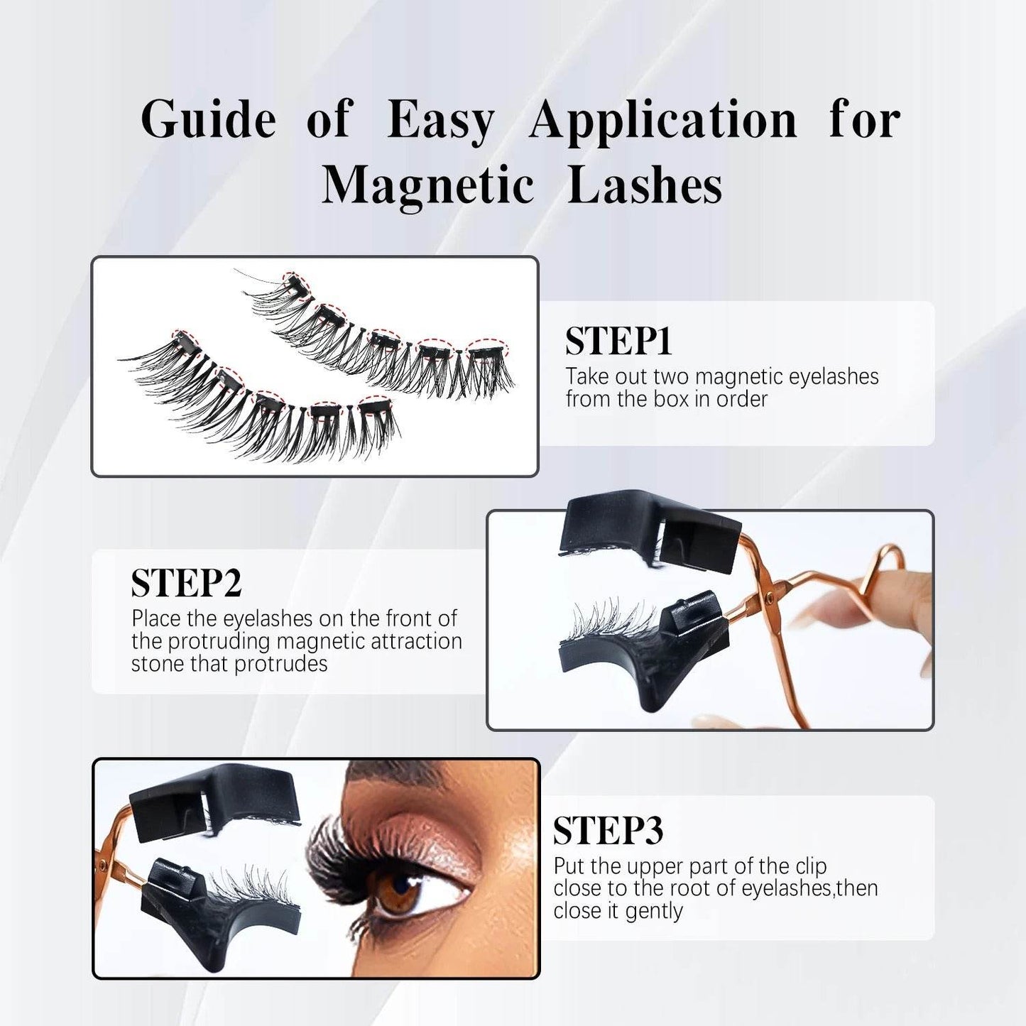 Magnetic 8Pcs Reusable Eyelashes with Applicator – No Glue, 5 Magnet Natural Look Lashes