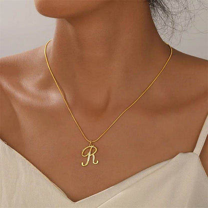 Gold Letter Pendant Necklace for Women – A-Z Alphabet Zircon Crystal Choker, Snake Chain Jewelry Gift