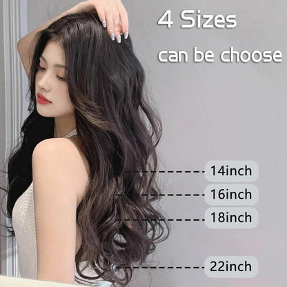 Premium Synthetic Invisible Wire Hair Extensions – Long Wavy Synthetic Hairpiece for Women, No Clips