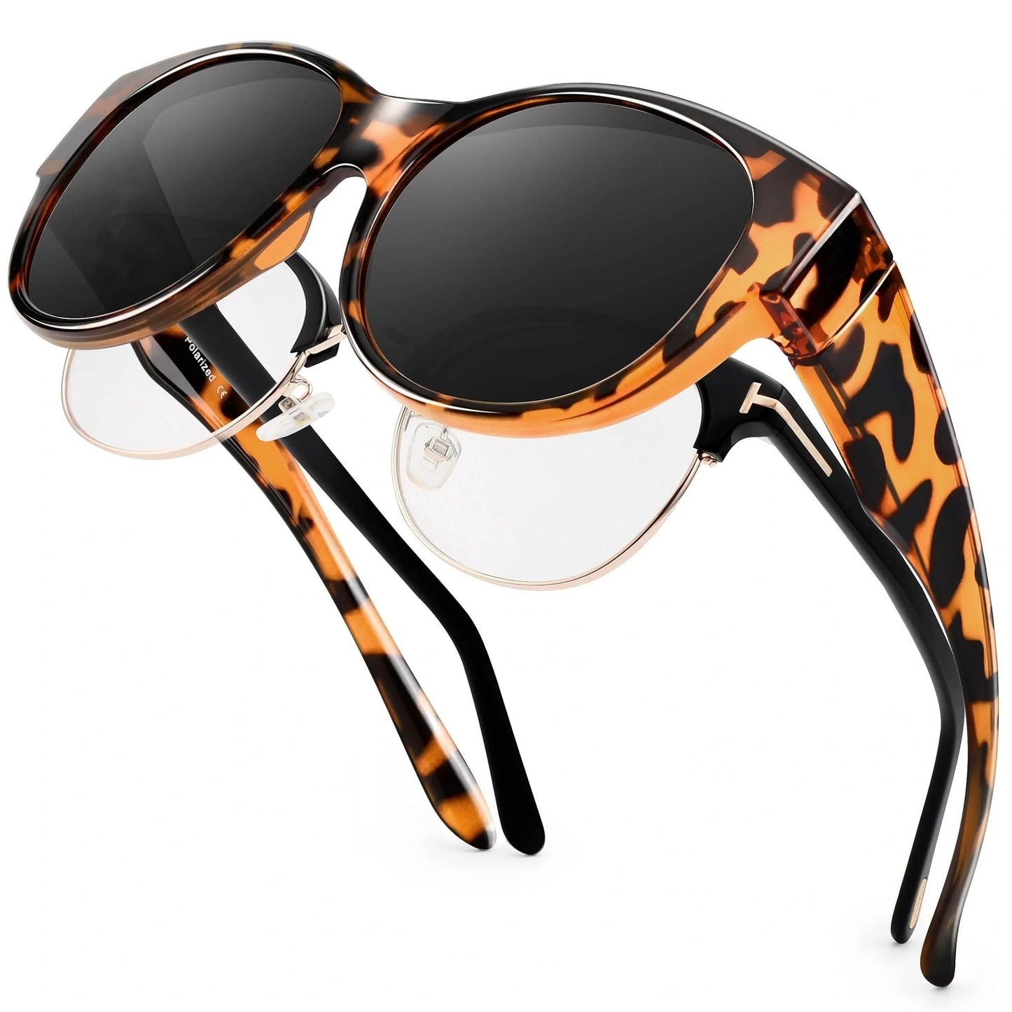 Fit Over Glasses Sunglasses for Women & Men – Oversized Cat Eye Polarized Shades, 100% UV400 Protection