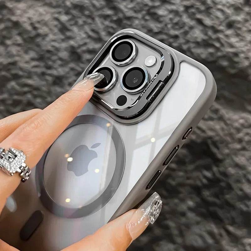 Luxury Magnetic Shockproof iPhone Case with Stand and Lens Protection