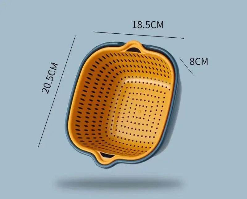 Double Layer Colander & Strainer Basket – Reusable Plastic Drain Basket for Kitchen, Fruits & Vegetables