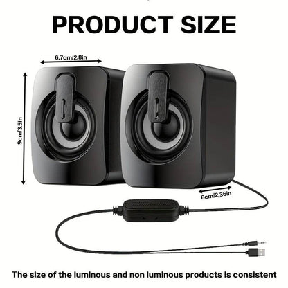 USB Wired HiFi Stereo Computer Speakers with LED Lights