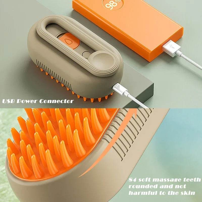 3-in-1 Electric Pet Brush – Steam Cleaner, Hair Remover & Massager for Dogs & Cats