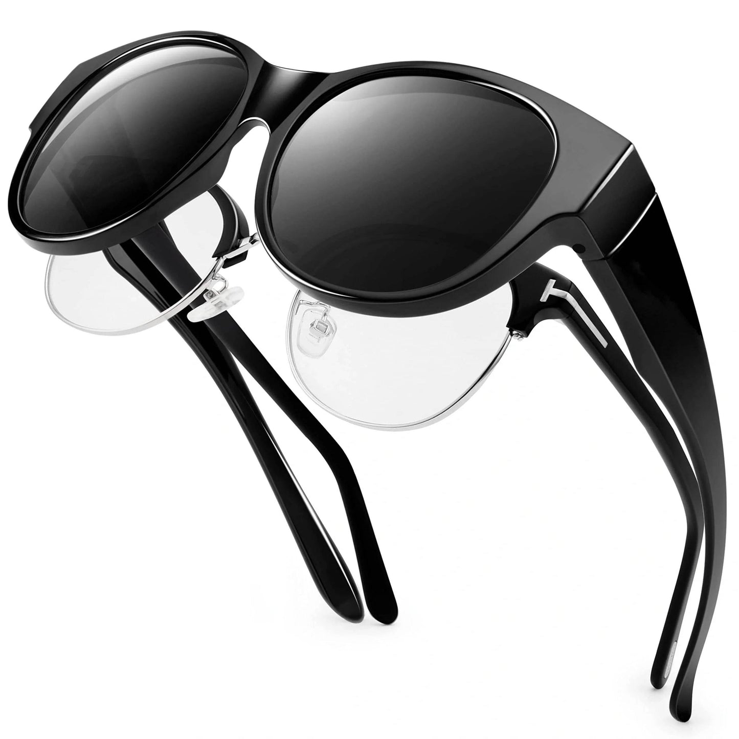 Fit Over Glasses Sunglasses for Women & Men – Oversized Cat Eye Polarized Shades, 100% UV400 Protection