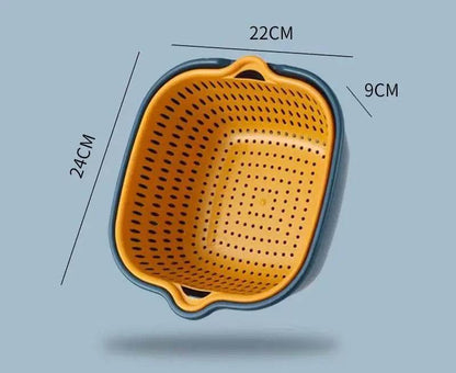 Double Layer Colander & Strainer Basket – Reusable Plastic Drain Basket for Kitchen, Fruits & Vegetables