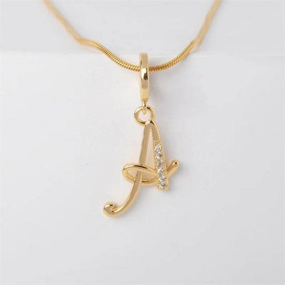 Gold Letter Pendant Necklace for Women – A-Z Alphabet Zircon Crystal Choker, Snake Chain Jewelry Gift