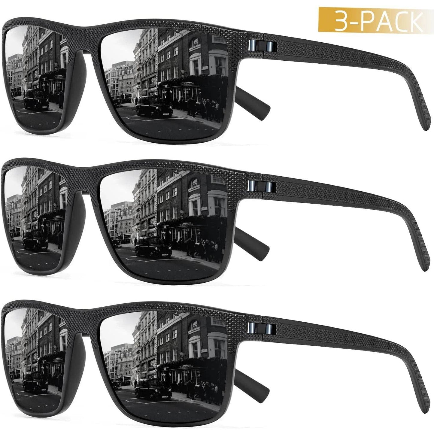 3-Pack Polarized Sunglasses – UV400 Anti-Glare Shades for Men & Women