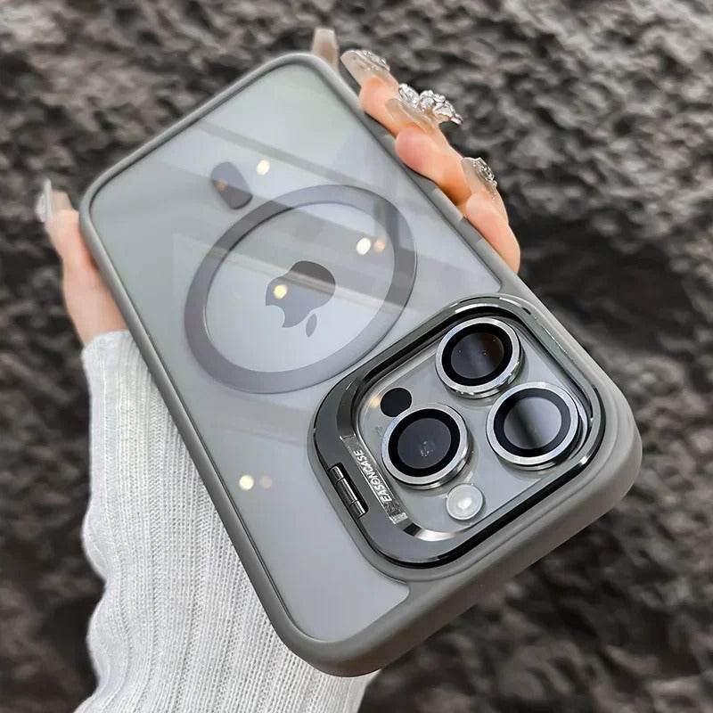 Luxury Magnetic Shockproof iPhone Case with Stand and Lens Protection