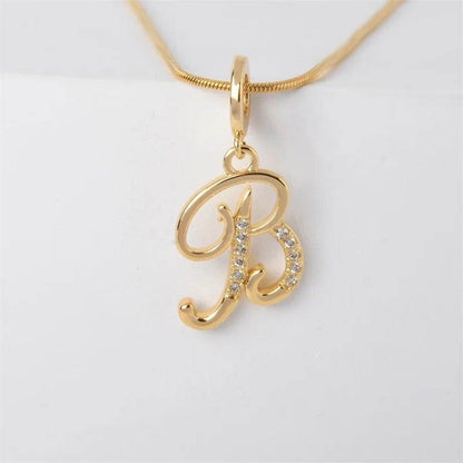 Gold Letter Pendant Necklace for Women – A-Z Alphabet Zircon Crystal Choker, Snake Chain Jewelry Gift