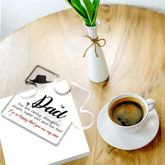 Acrylic Puzzle Piece Gift for Dad Engraved Keepsake from Son & Daughter I Love You Dad