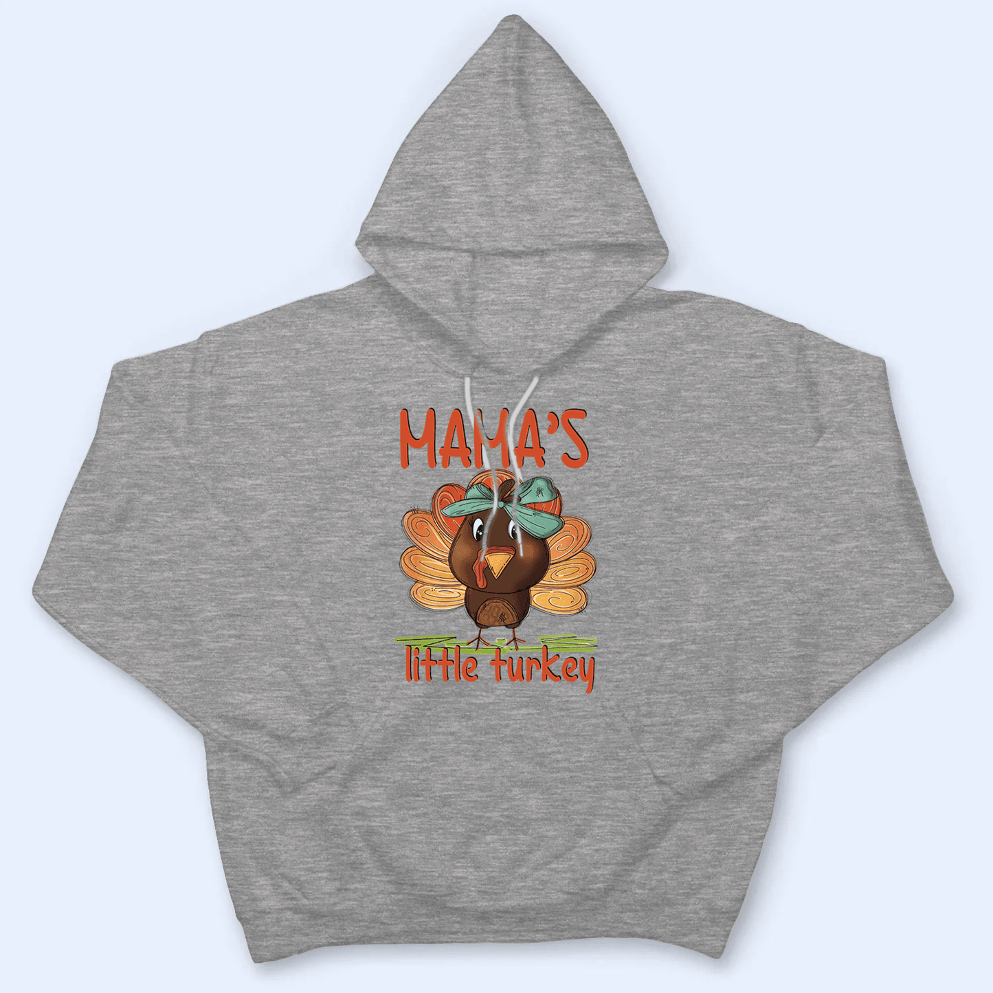Mama's Little Turkey Thanksgiving - Personalized Custom T Shirt - Birthday, Loving, Funny Gift for Grandma/Nana/Mimi, Mom, Wife, Grandparent
