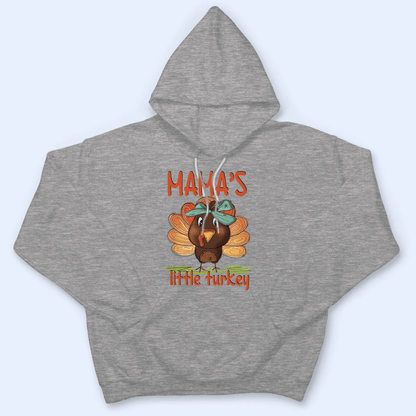 Mama's Little Turkey Thanksgiving - Personalized Custom T Shirt - Birthday, Loving, Funny Gift for Grandma/Nana/Mimi, Mom, Wife, Grandparent