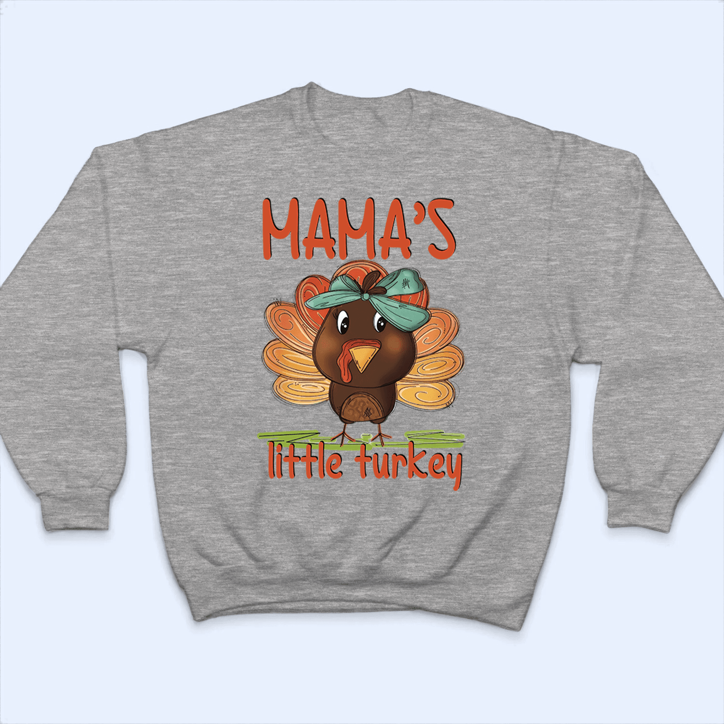 Mama's Little Turkey Thanksgiving - Personalized Custom T Shirt - Birthday, Loving, Funny Gift for Grandma/Nana/Mimi, Mom, Wife, Grandparent