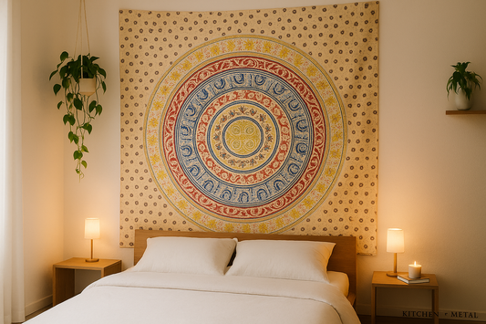 Mandala Tapestry as Bedroom Headboard Alternative