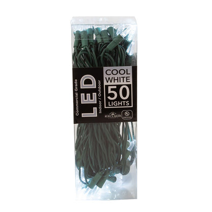 50-Light Cool White Nostalgic LED Green Wire Light Set