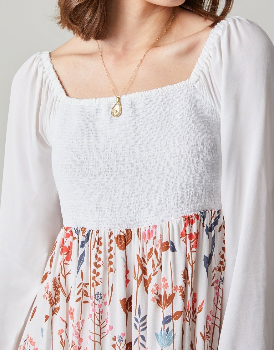 Mara Smocked Dress - Oyster Factory Field Flowers Multi