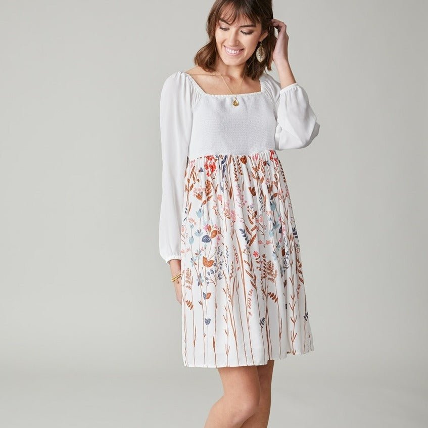 Mara Smocked Dress - Oyster Factory Field Flowers Multi