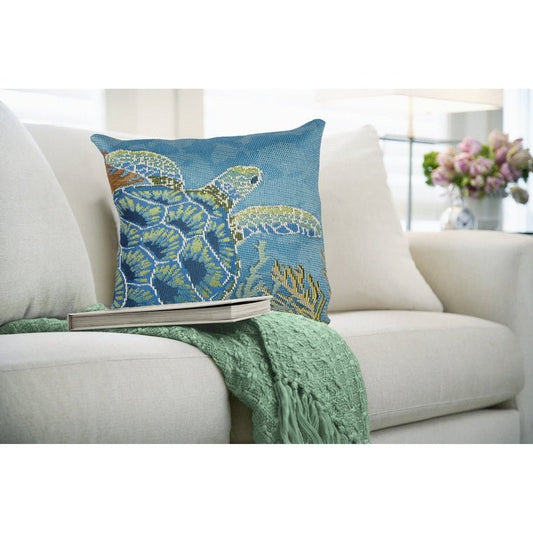 Marina Seaturtle Garden Indoor/Outdoor Pillow 18" x 18"