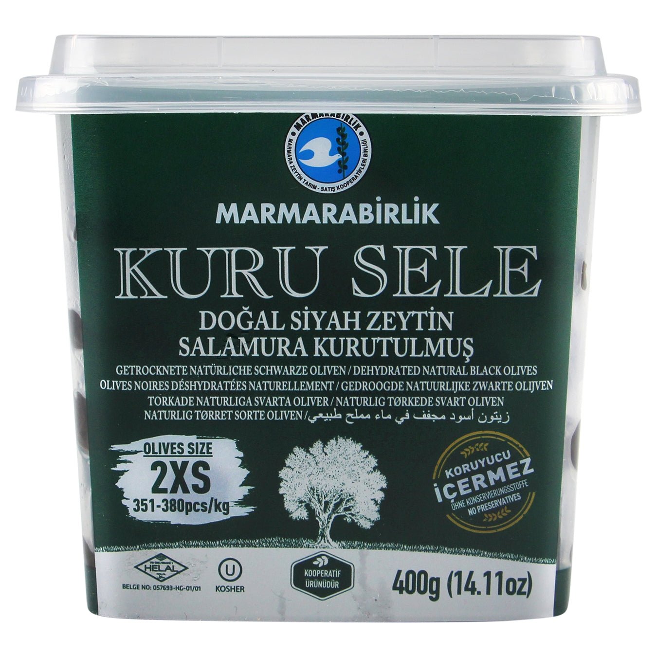 Marmarabirlik Dried Black Olives, 400g - Authentic Turkish Dry Cured Olives for Mediterranean Dishes