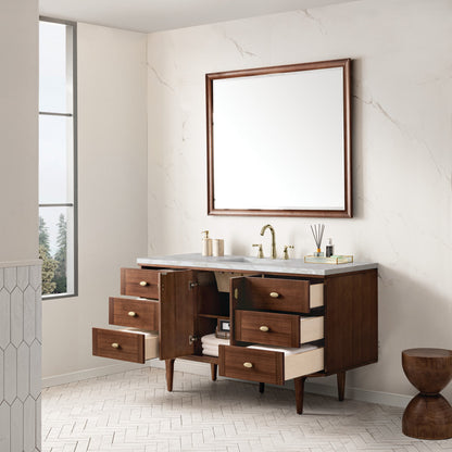 Amberly 60" Single Vanity Cabinet, Mid-Century Walnut
