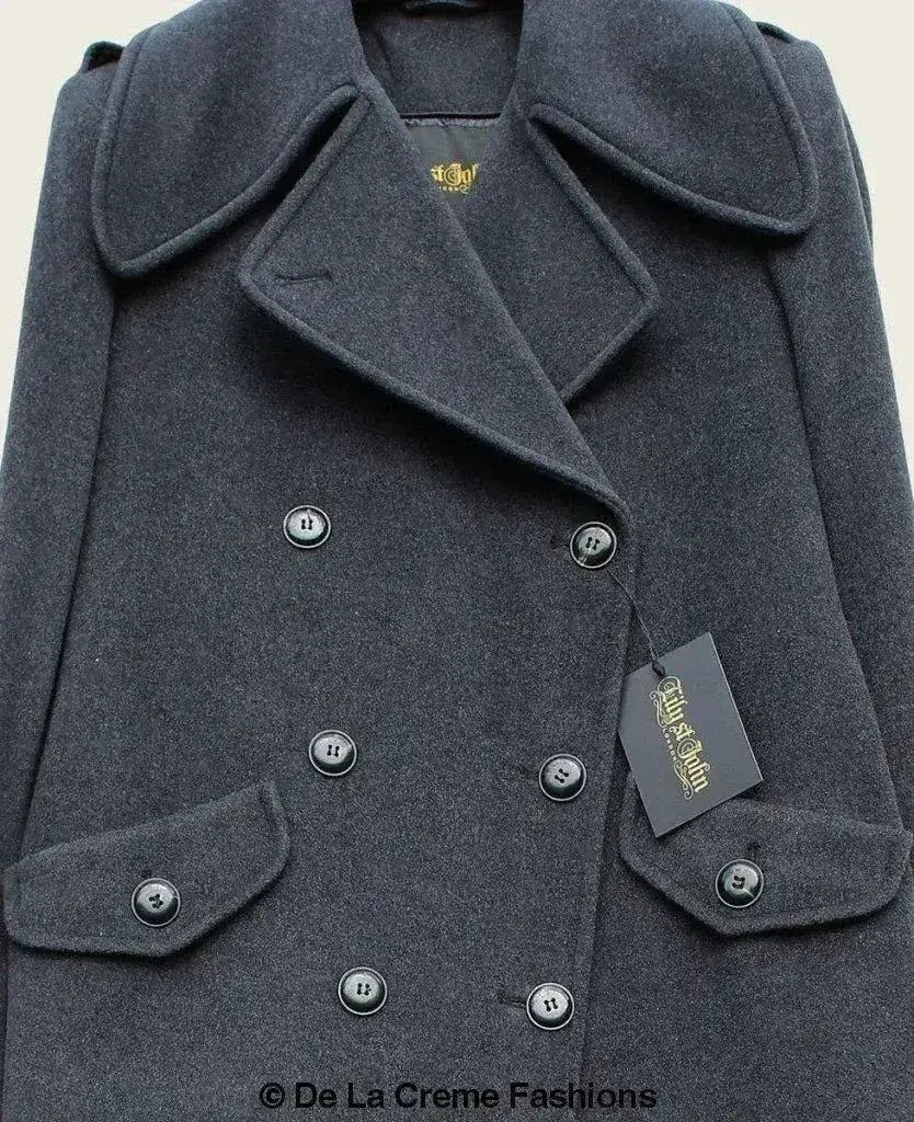 MARQUETTA - Womens Double Breasted Wool & Cashmere Blend Long Coat