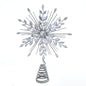 11.75" Lighted Silver Glittered Snowflake Treetop