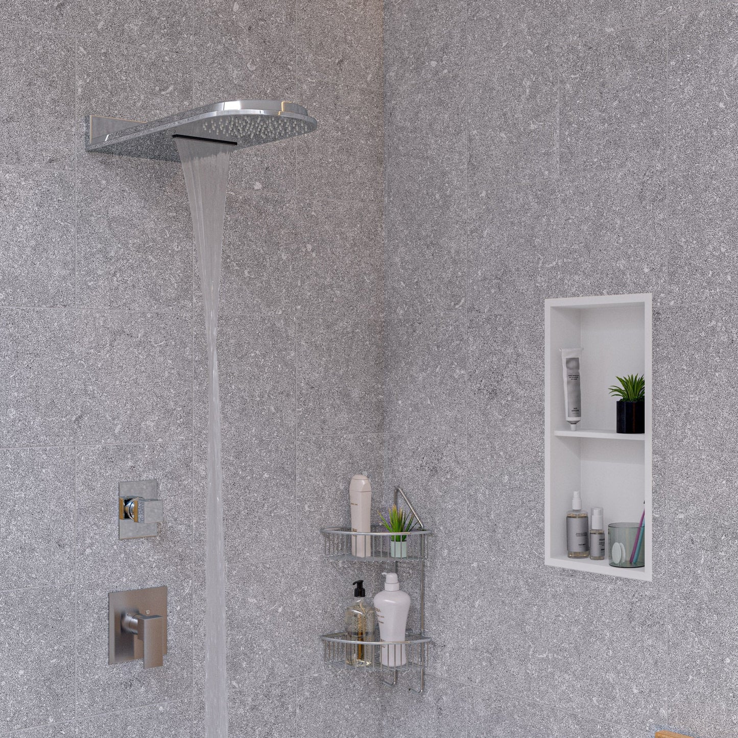 ALFI brand RAIN10RW 10" Wall-Mounted Square Waterfall Rain Shower Head