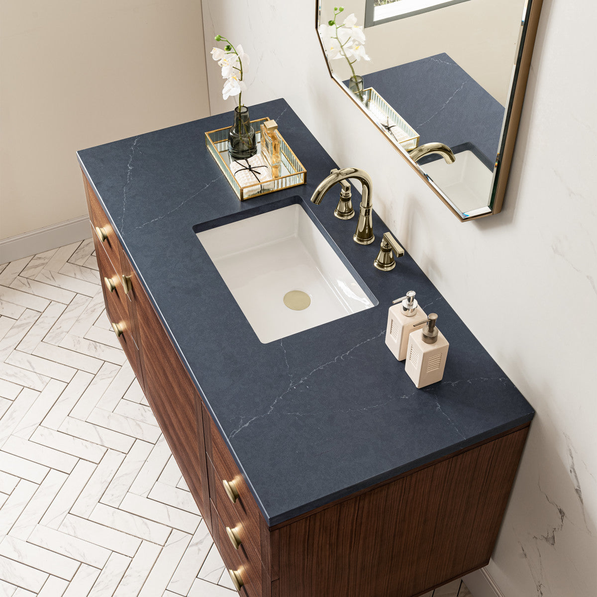 Amberly 48" Single Vanity Cabinet, Mid-Century Walnut
