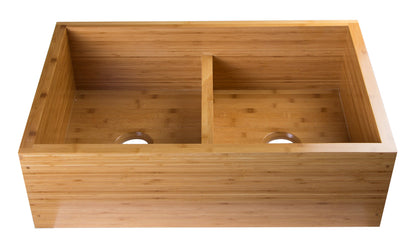 ALFI brand  AB3321 33" Double Bowl Bamboo Kitchen Farm Sink