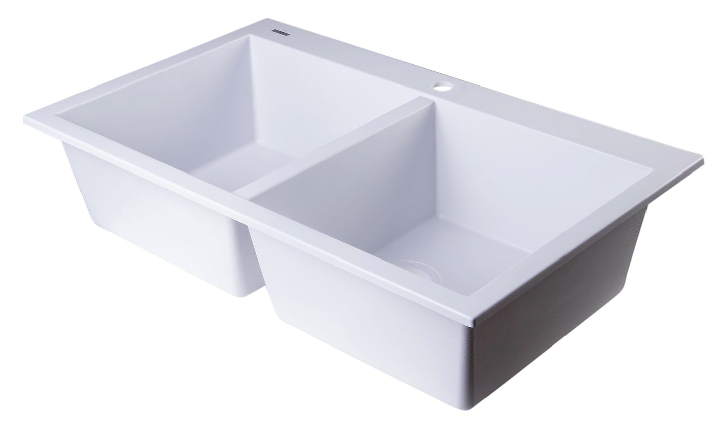 ALFI brand AB3420DI 34" Drop-In Double Bowl Granite Composite Kitchen Sink