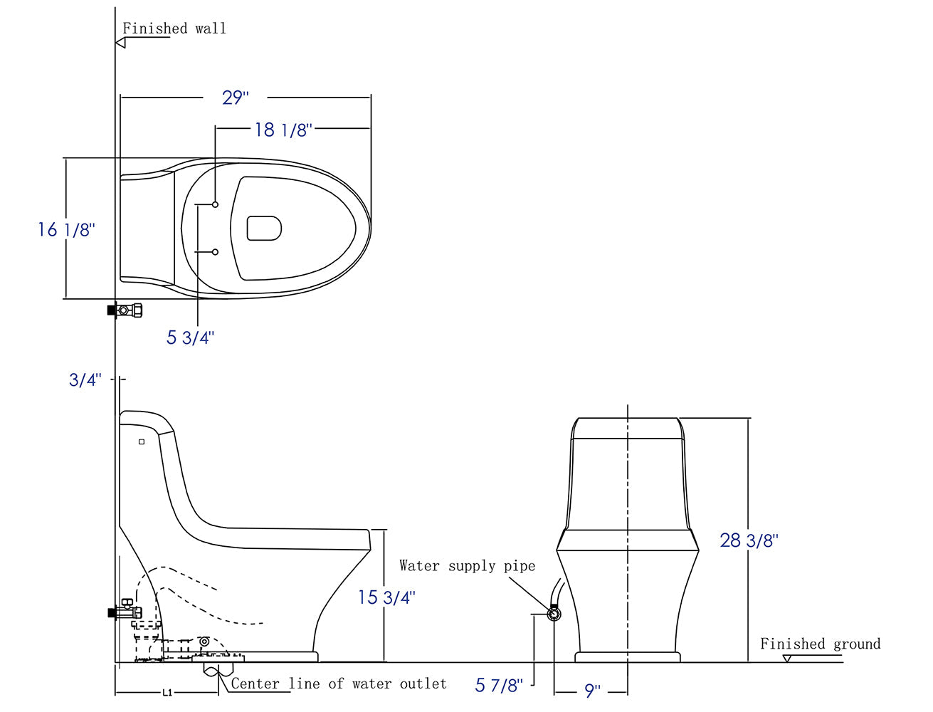EAGO  EAGO TB133 Single Flush One Piece Ceramic Toilet