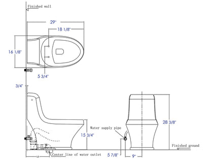 EAGO  EAGO TB133 Single Flush One Piece Ceramic Toilet