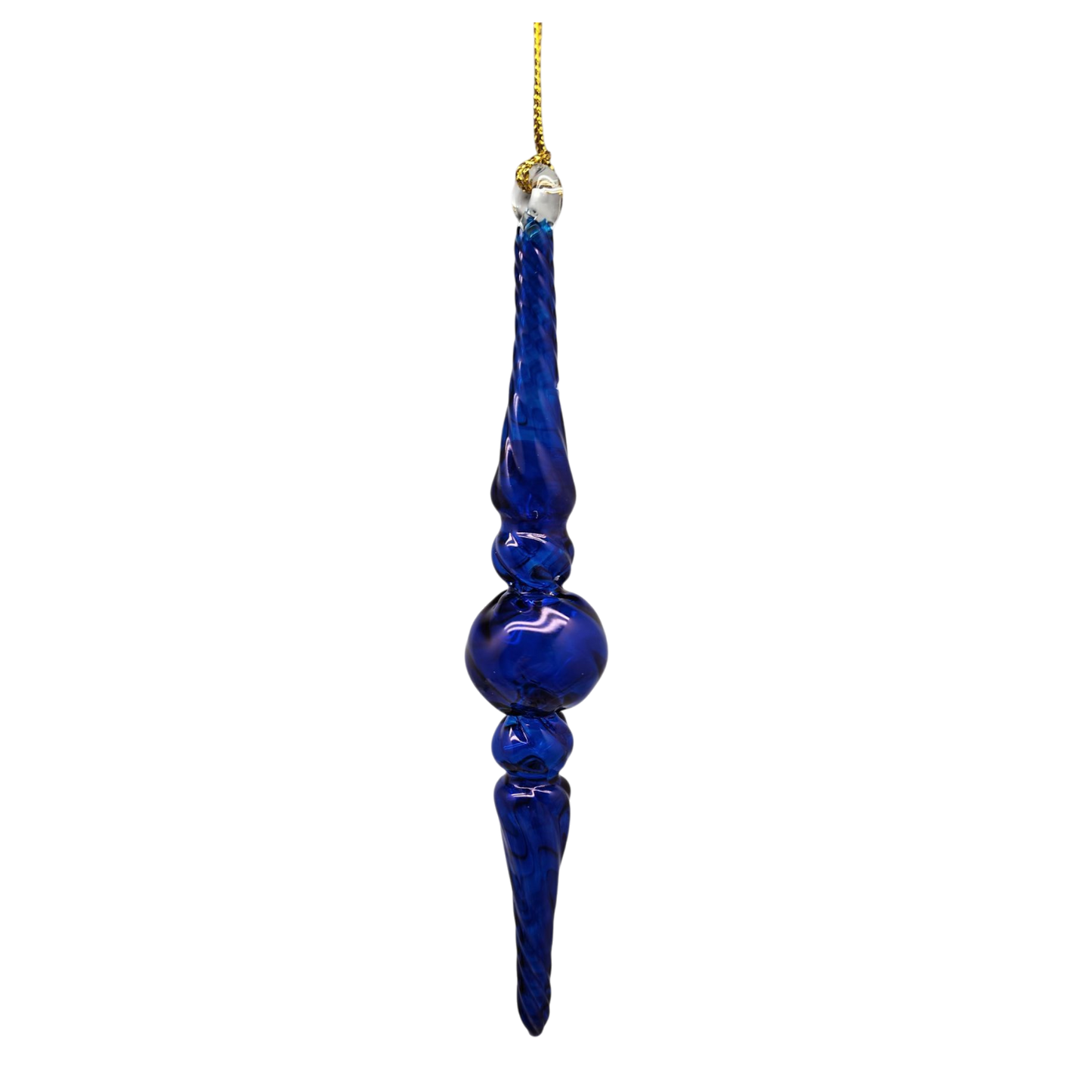Outer Swirl Icicle Glass Ornaments - Cobalt