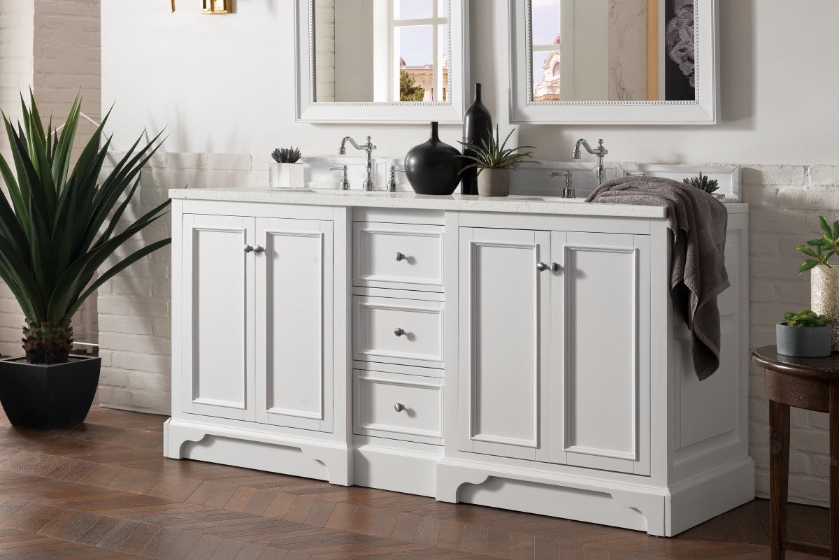 De Soto 72" Double Vanity Cabinet, Bright White