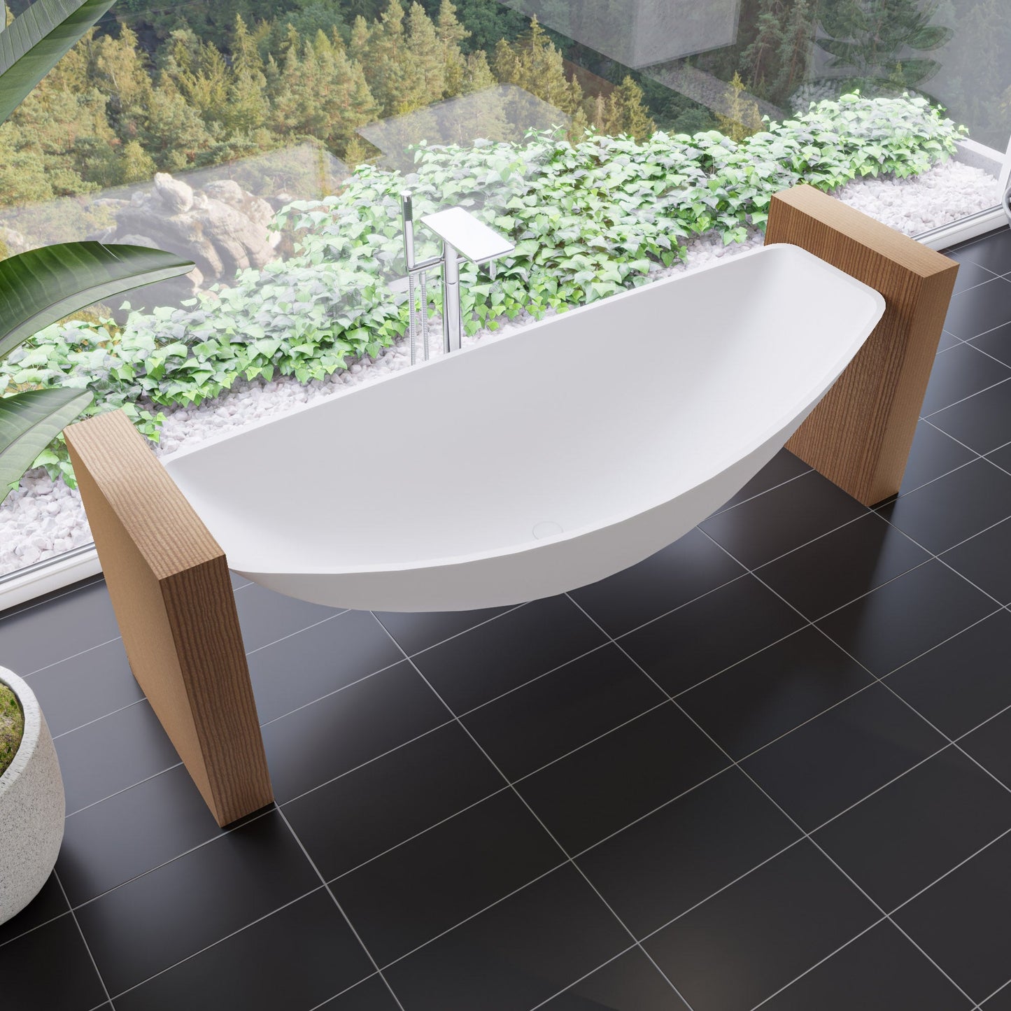 ALFI brand HammockTub1 HammockTub1 79" Acrylic Suspended Wall Mounted Hammock Bathtub